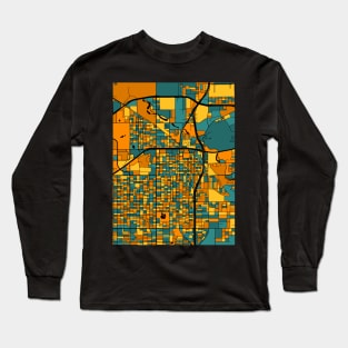 Lubbock Map Pattern in Orange & Teal Long Sleeve T-Shirt